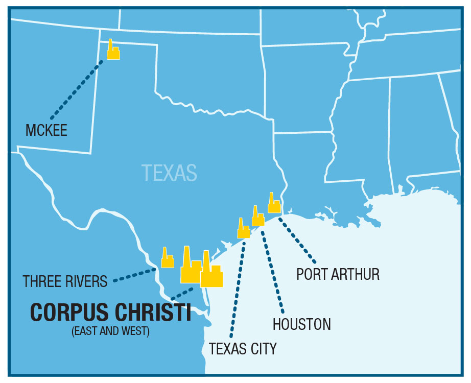 Corpus Christi Refineries on the map