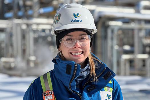 An employee at Valero's Jean-Gaulin Refinery.