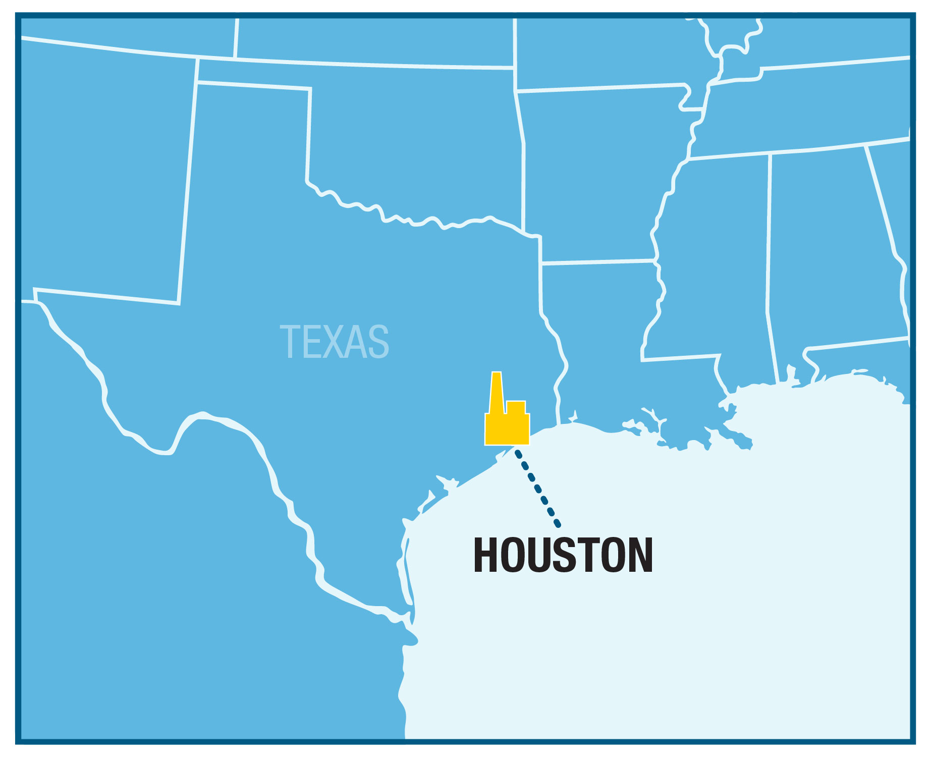 Houston Location on the map