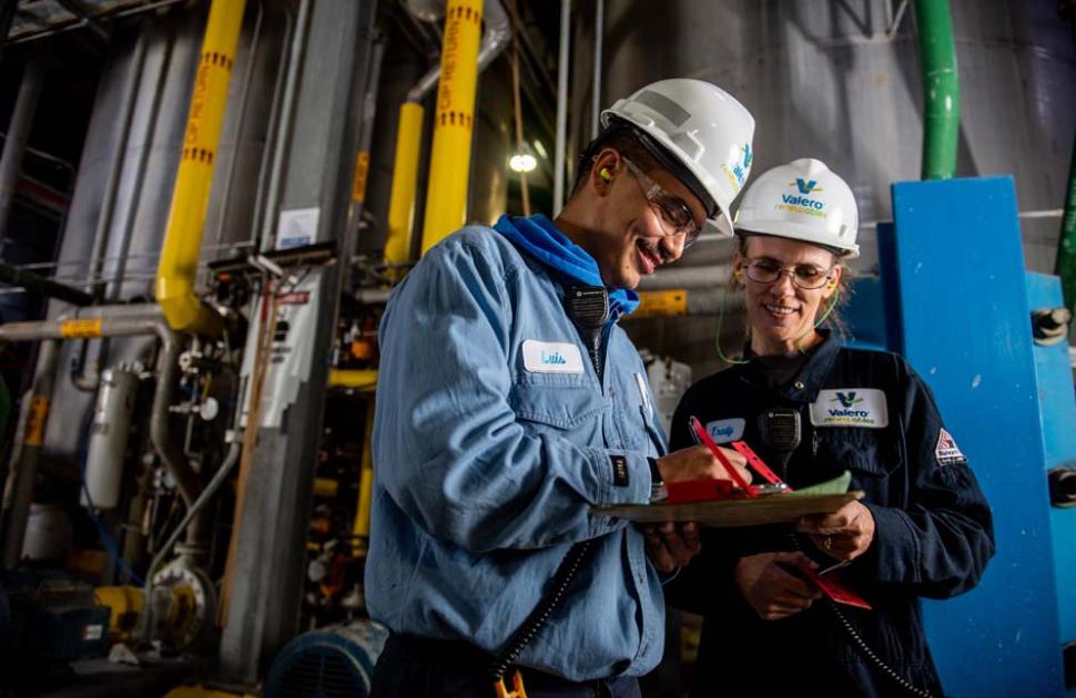 Valero employees at an ethanol plant.