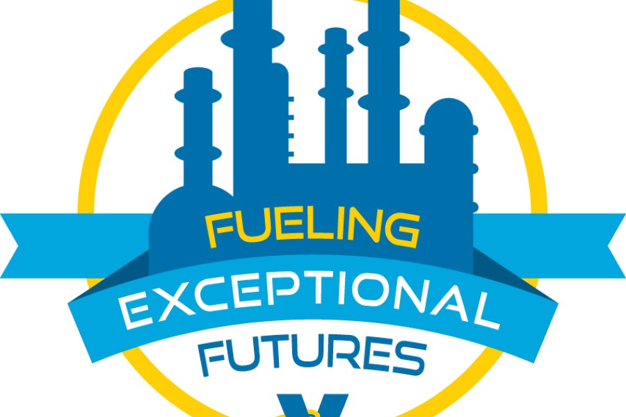 An illustration of a refinery. To the right, text reads: "Fueling Exceptional Futures." The Valero logo is beneath this text.