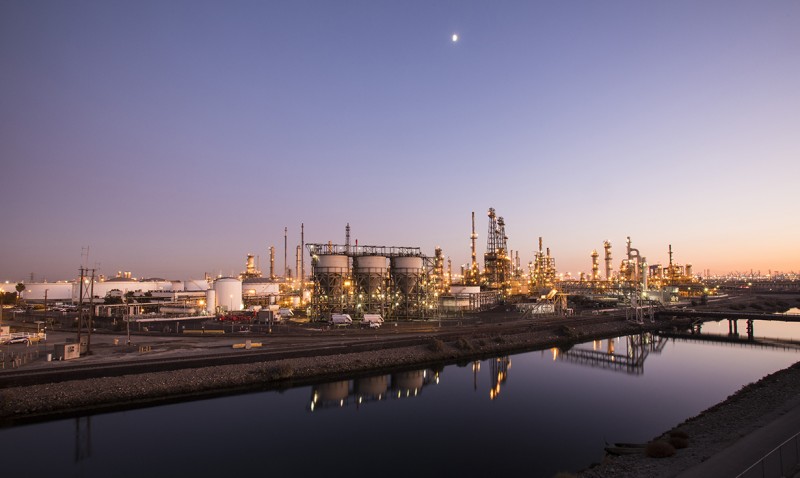 Valero refinery landscape at sunrise